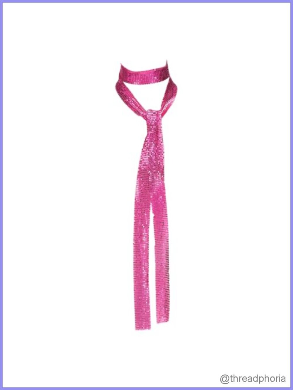Sequin Scarf Punk Metal Neck Tie Shiny Long Skinny Scarf Women Accessory